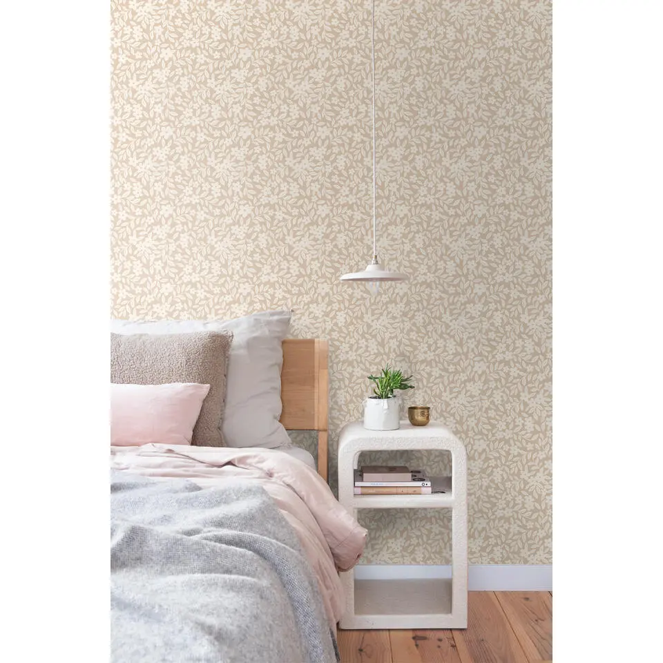 ESTAhome behang bloemetjes beige - 50 x 900 cm