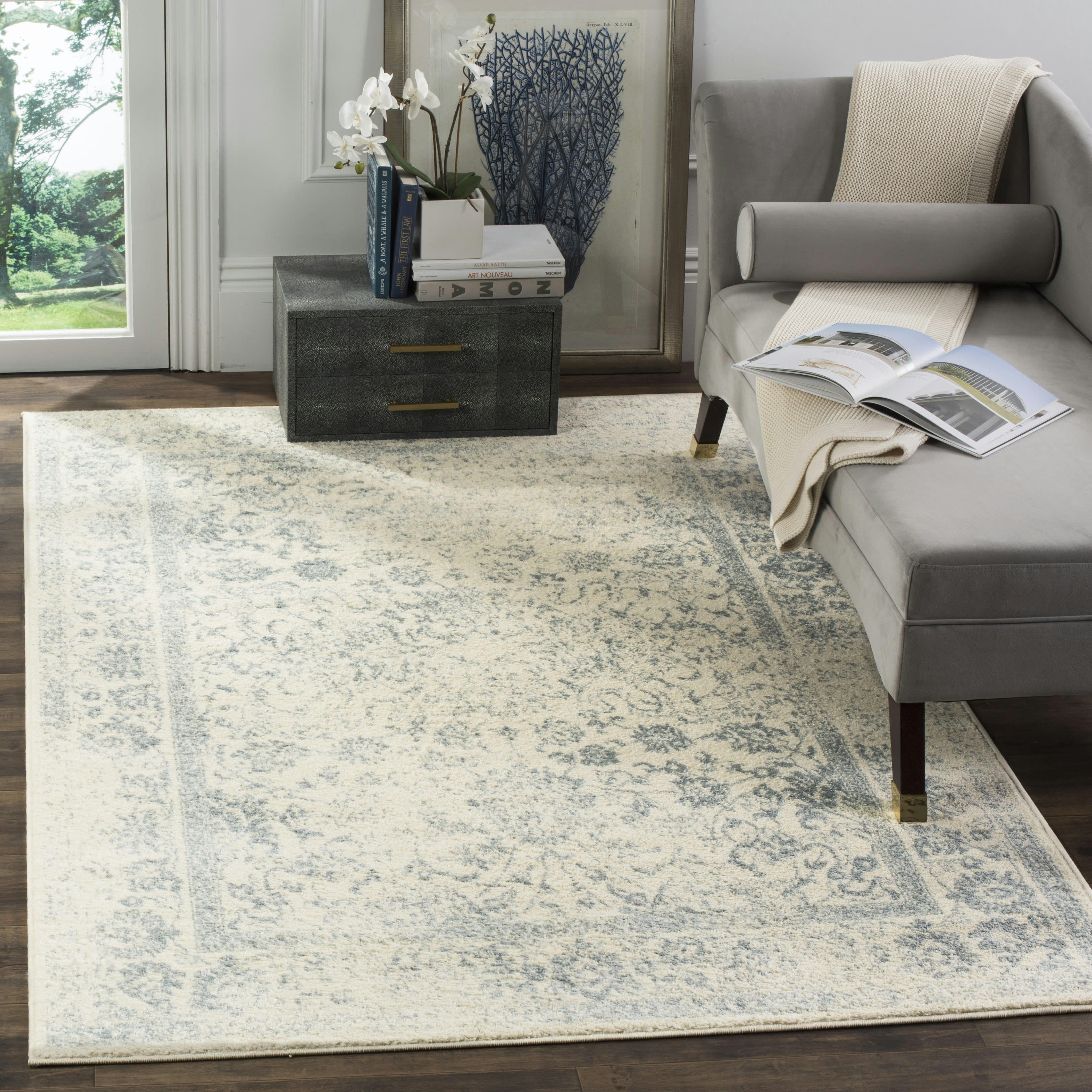 ADIRONDACK - Tapis de salon interieur en ivoire & ardoise, 183 x 274 cm