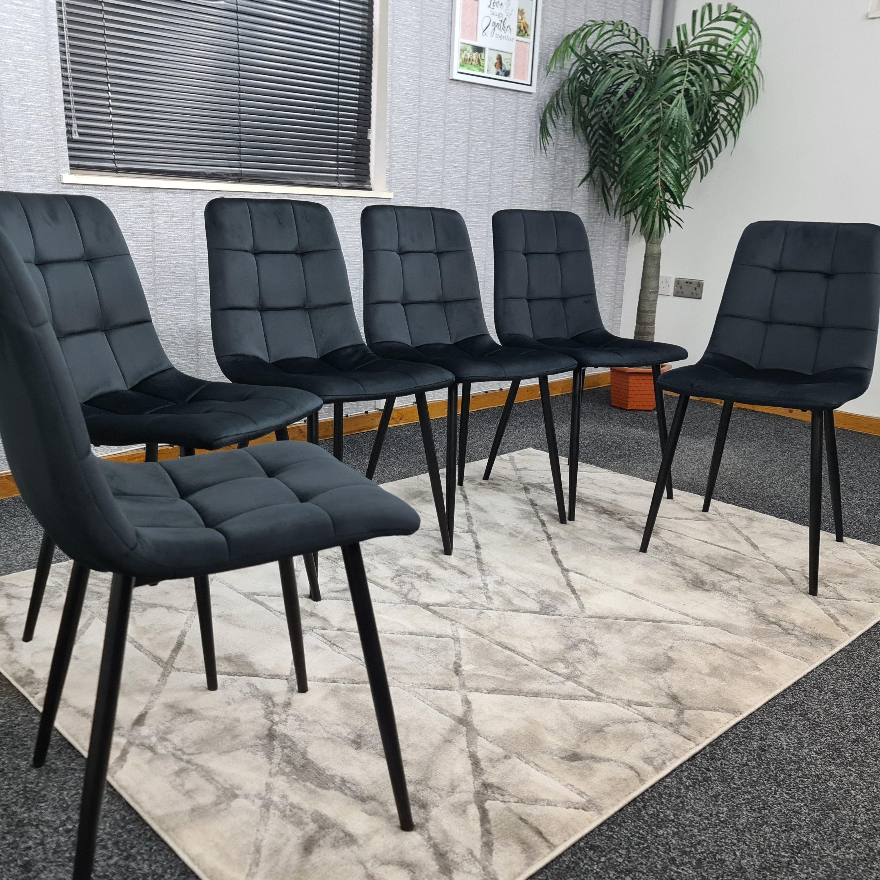 KOSY KOALA Kitchen Dining Chairs Set Of 6 Black Tufted Chairs Velvet Chairs