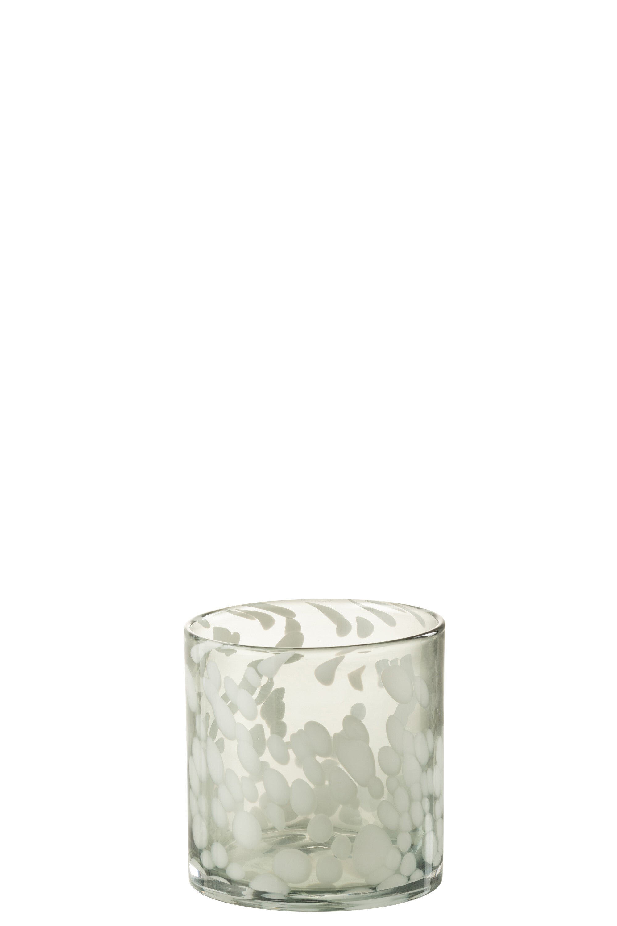 J-Line windlicht Spikkel - glas - grijs/wit - small