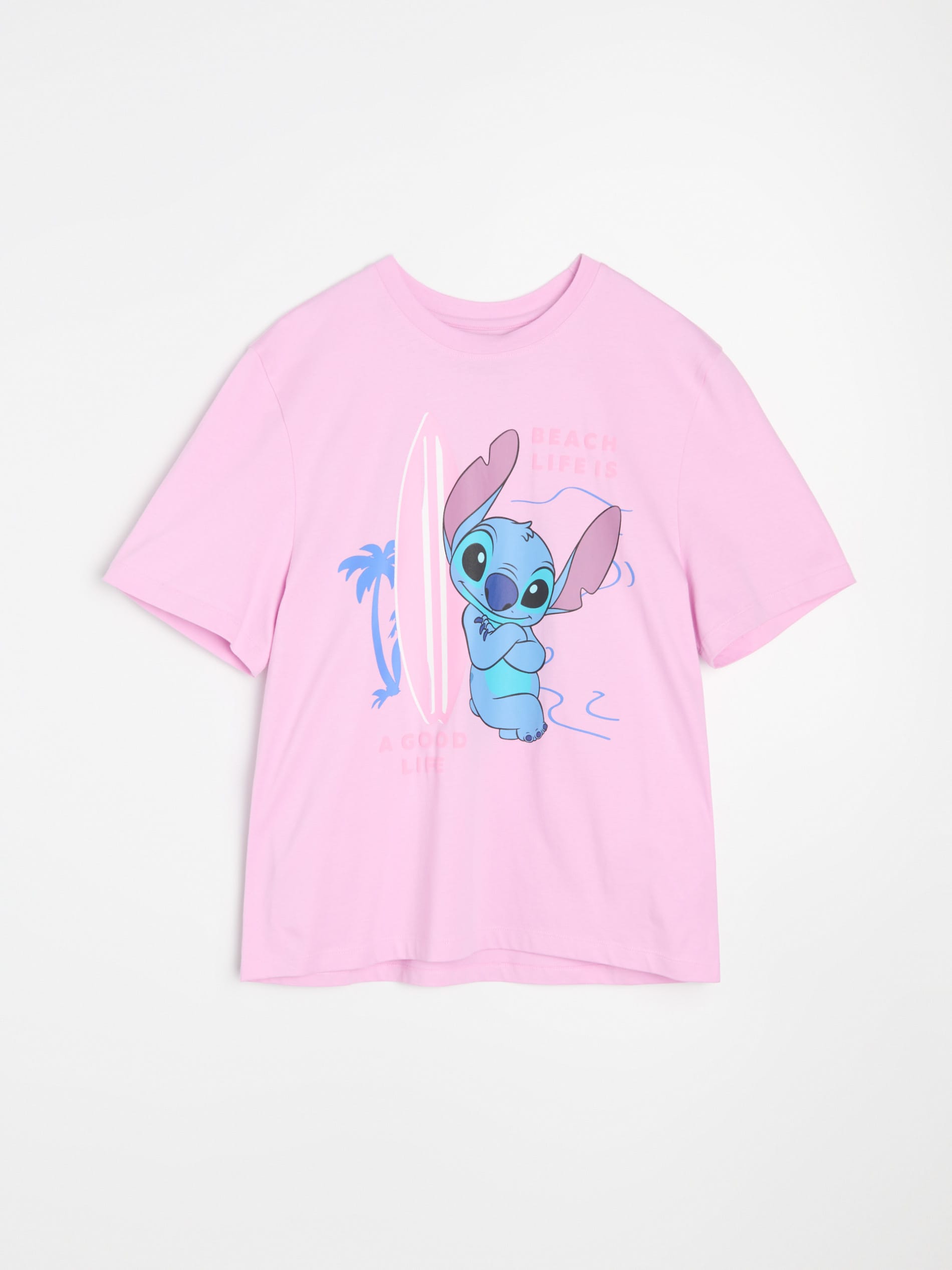 Bawełniana koszulka z wakacyjnym nadrukiem Stitch