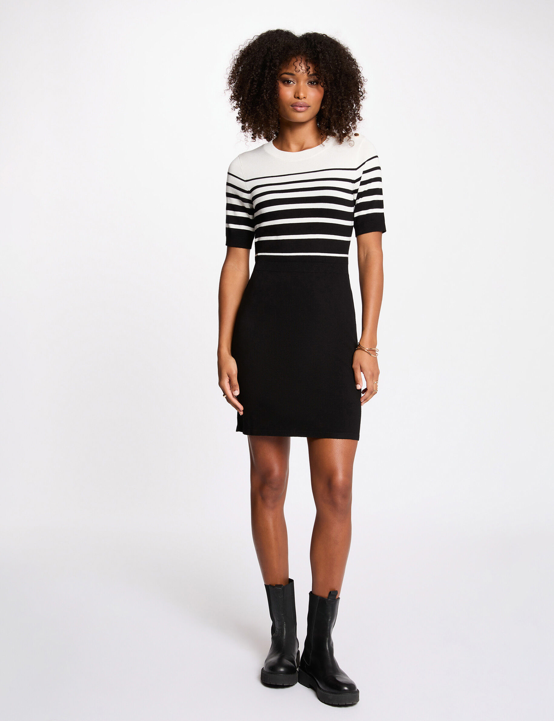 Fitted Short Knit Dress Black Women