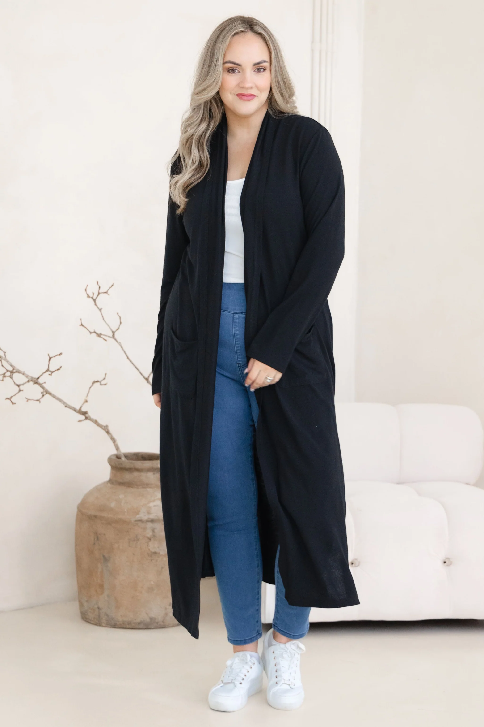 Jane Cardi Maxi Length in Black