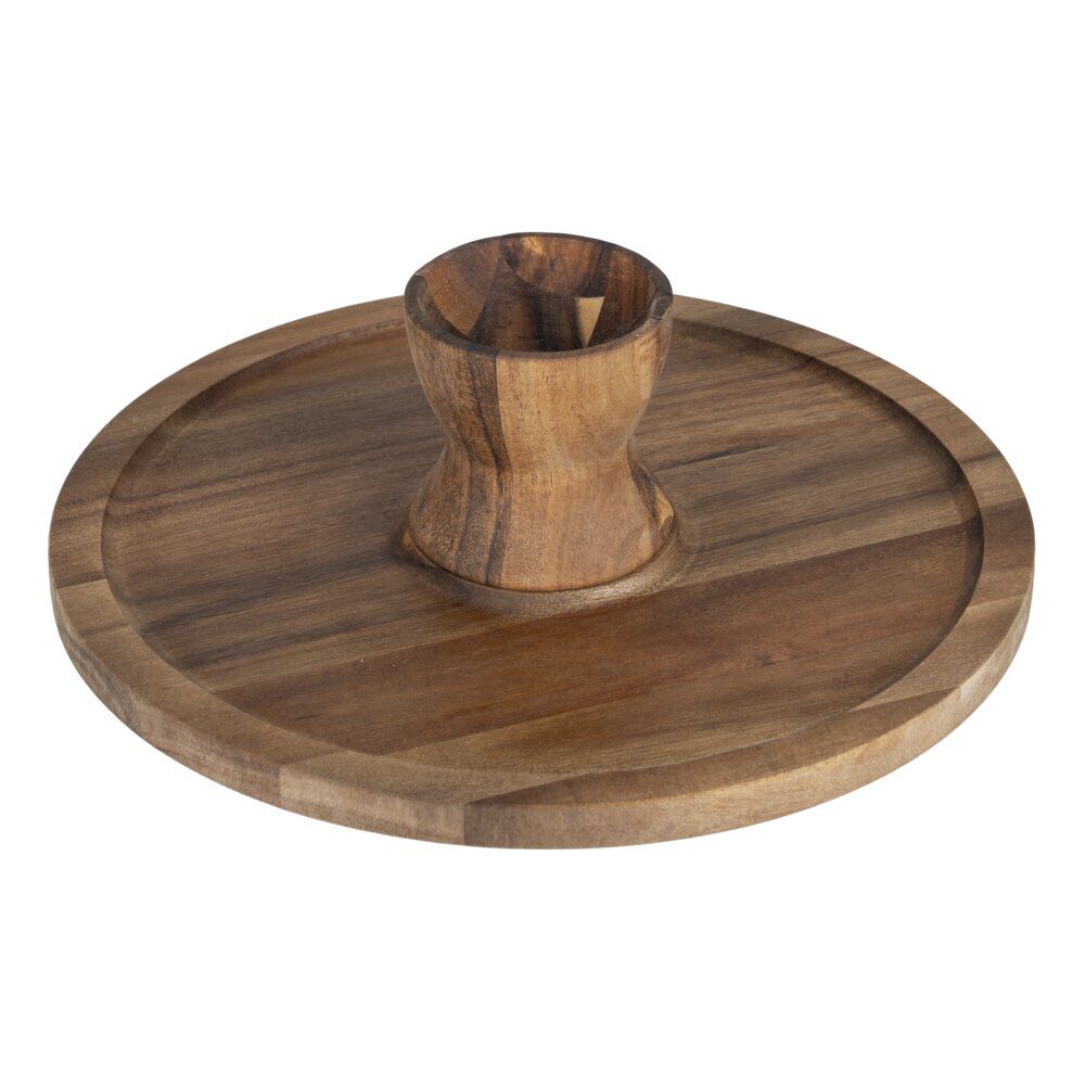 Plateau de présentation bois avec cloche en verre réversible Ø30cm