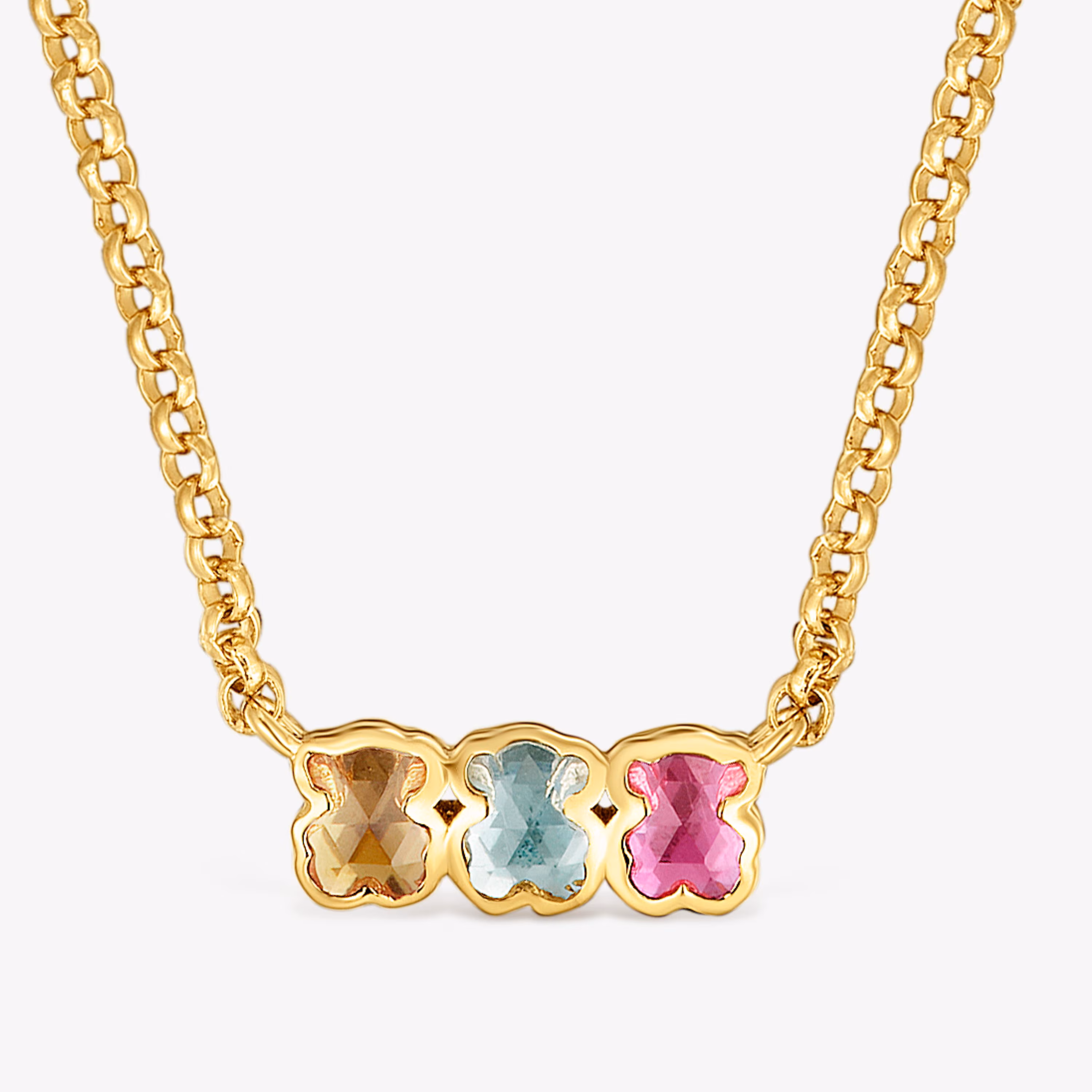 Collar corto con baño de oro 18 kt sobre plata y gemas creadas en laboratorio Icon Color LGG