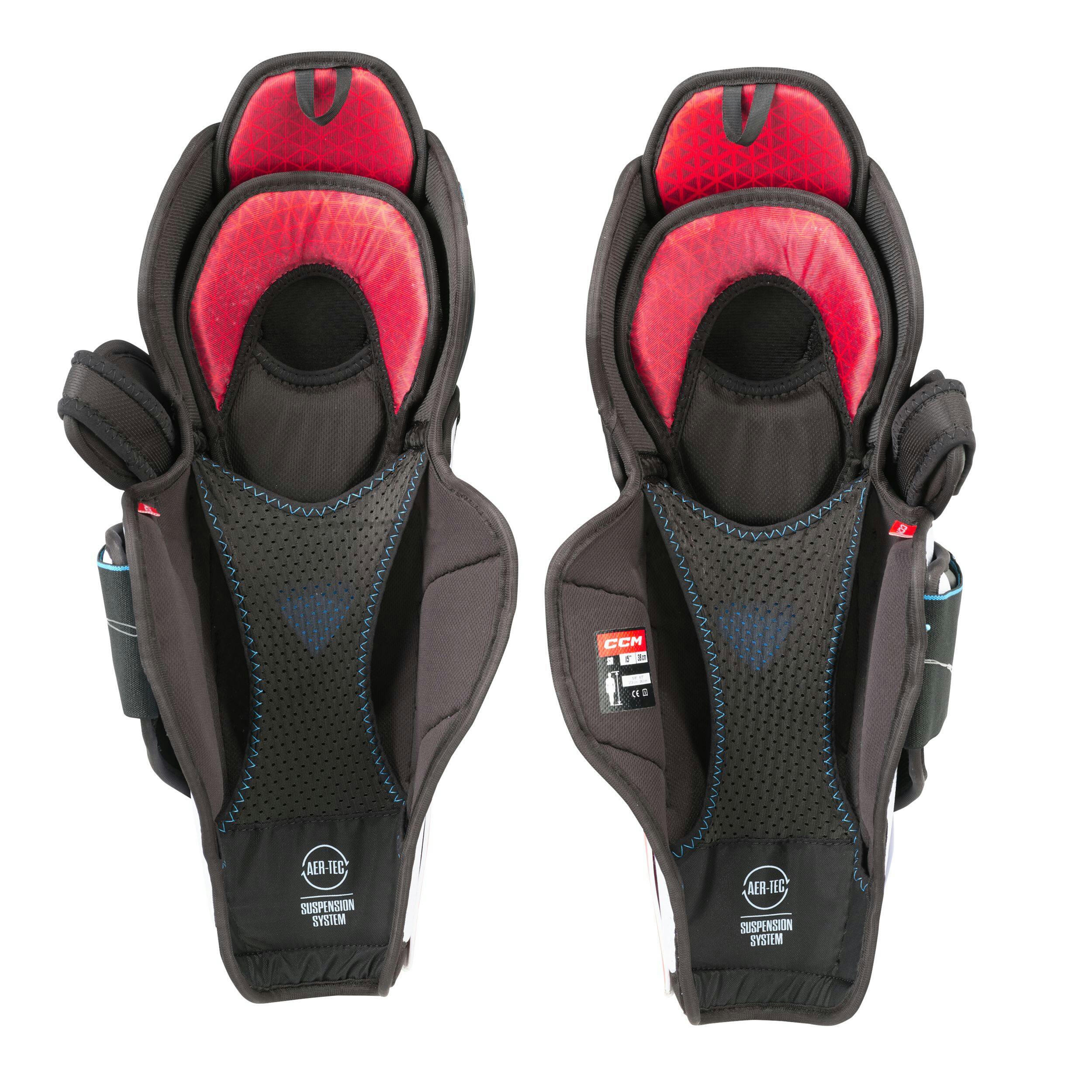 CCM Jetspeed FT6 Hockey Shin Guards, Senior, Black/White/Red, Assorted Sizes
