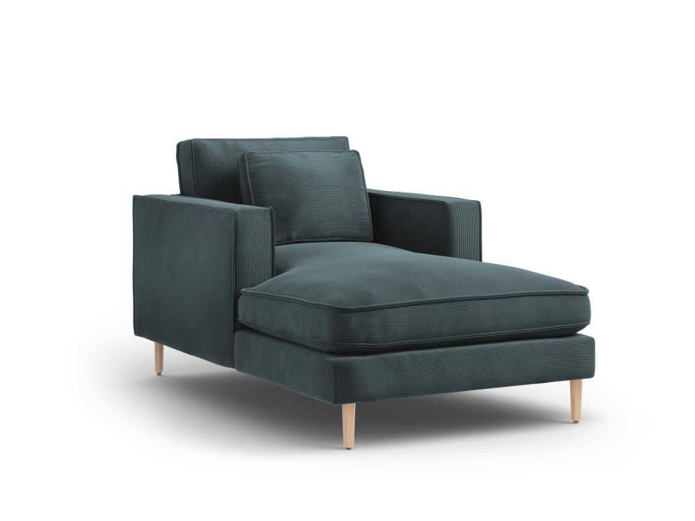 ALEXIS - Méridienne 1 place en tissu structuré bleu