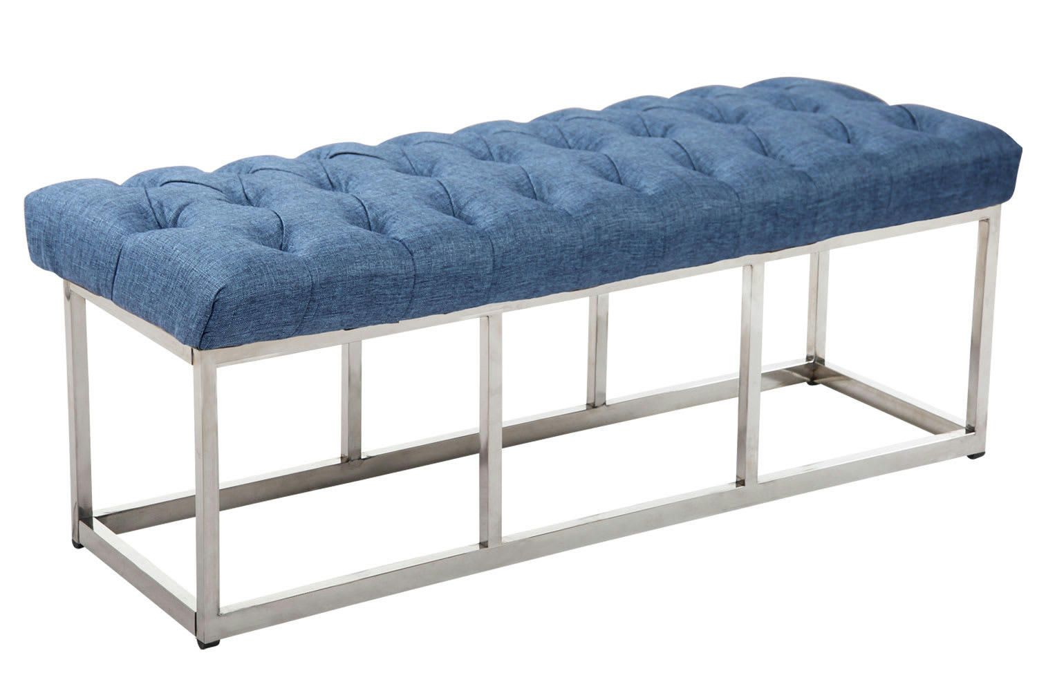 AMUN - Banquette avec pieds en métal assise en tissu Bleu