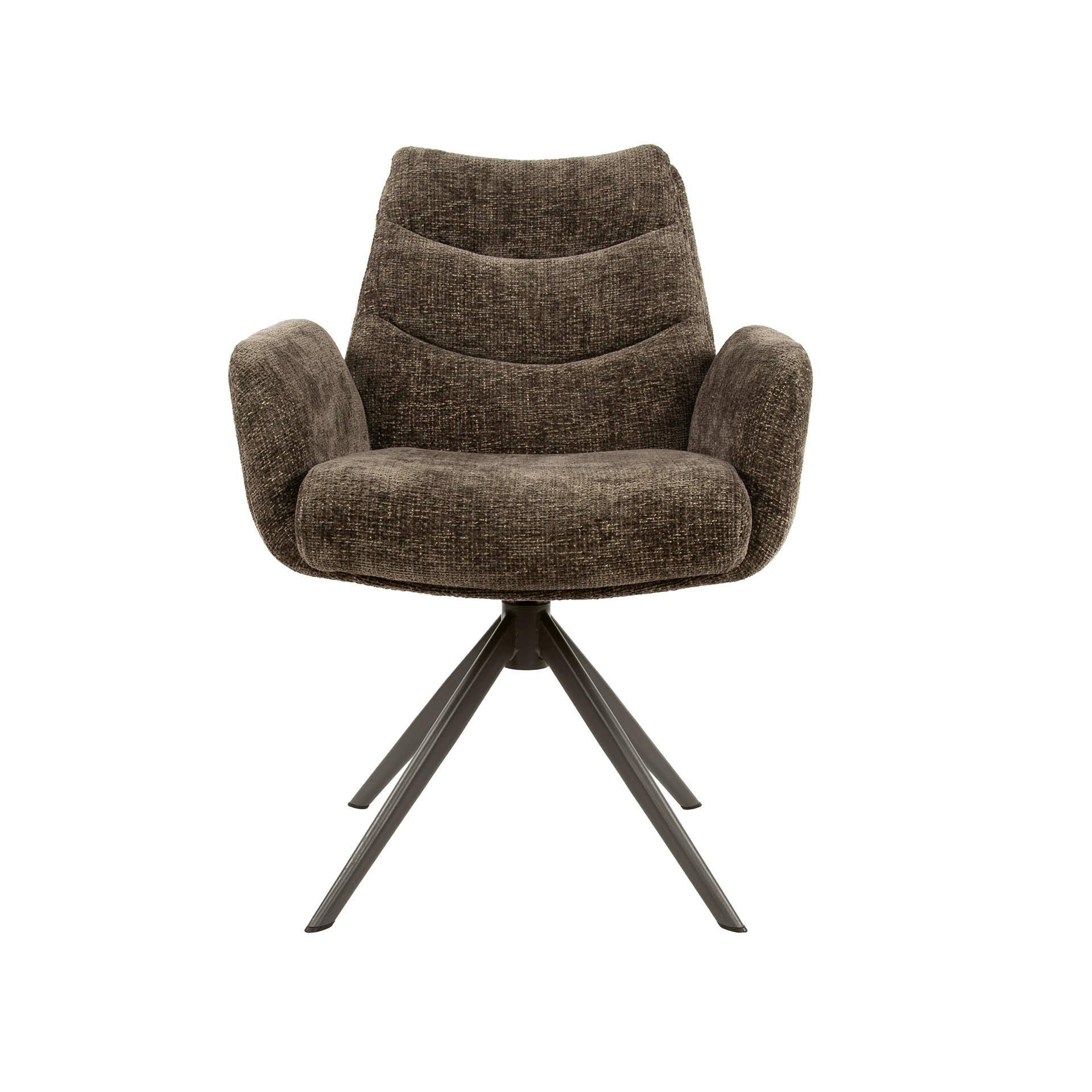 Fauteuil de table pivotant en tissu chenille taupe (x2) TAJ