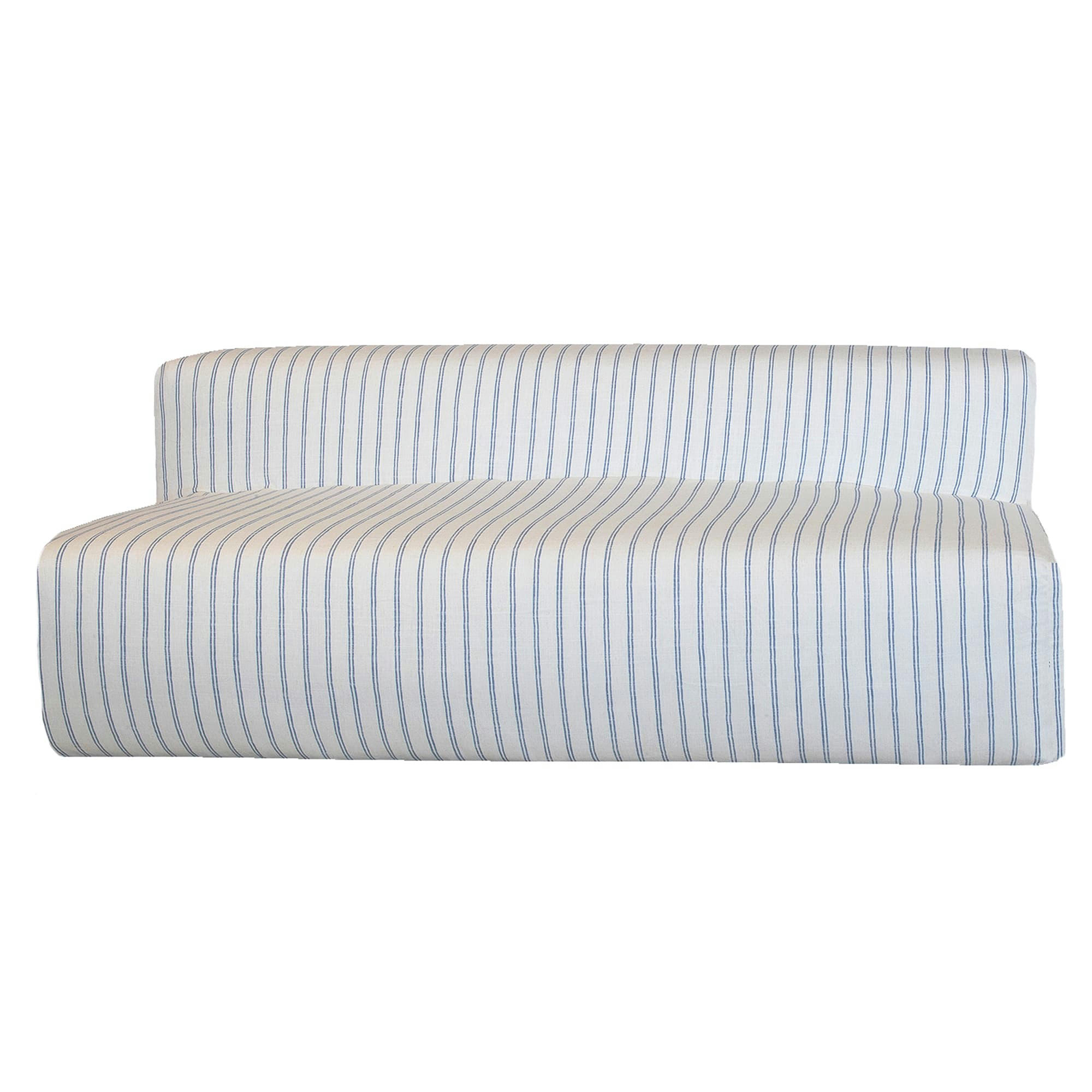 - Housse Lin rayé bleu pour canapé-Taille 3 places banquette