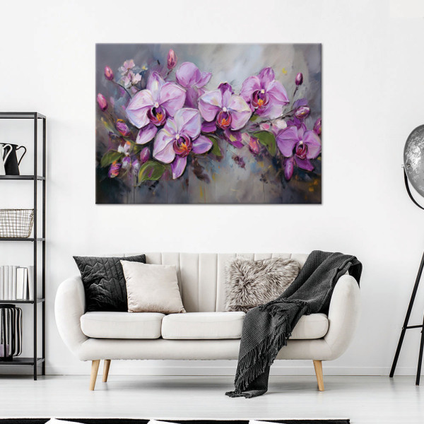 Feeby Obraz na płótnie, Orchidea Fioletowa Kompozycja Kwiatów 60x40