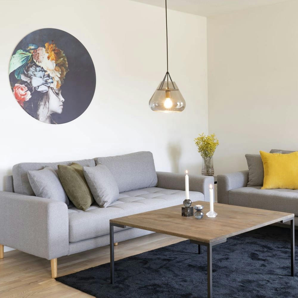 LUGANO - Table basse en bois et métal 90x90cm bois foncé  et  noir