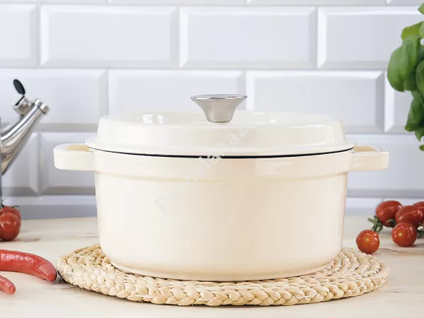 Garnek żeliwny 24 cm Nois - Tierra Kremowy 17.830362