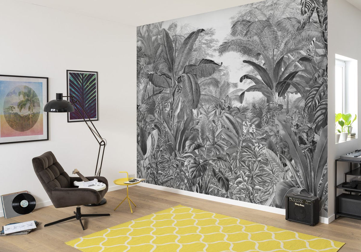 Komar fotobehang jungle-motief zwart wit - 350 x 280 cm - 610854