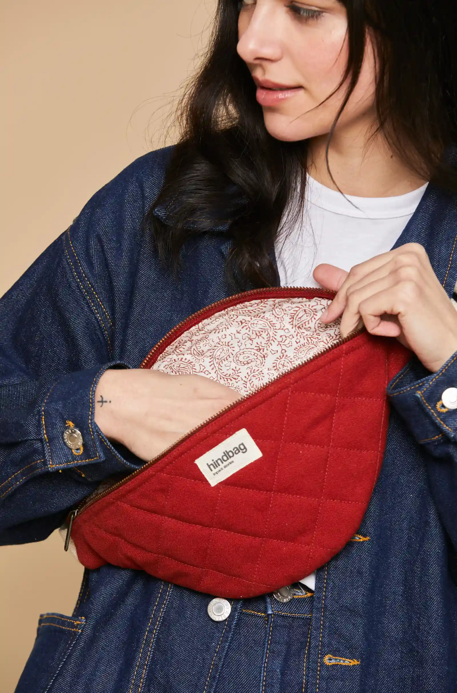 Sac banane matelassé Olivia Terracotta