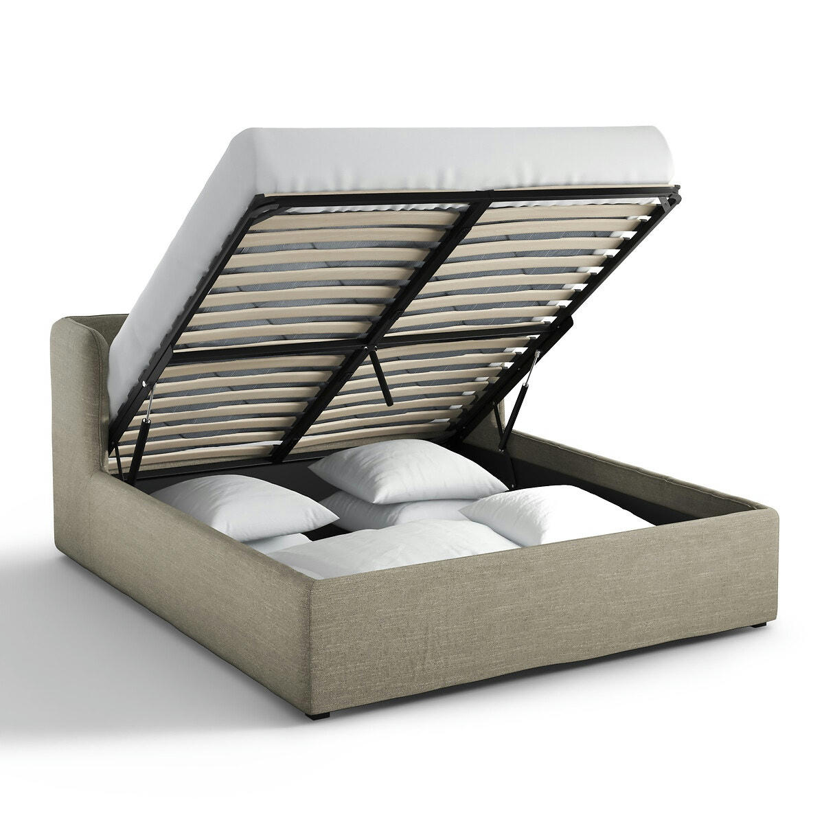 Lit-coffre lin avec sommier relevable ,Robwig