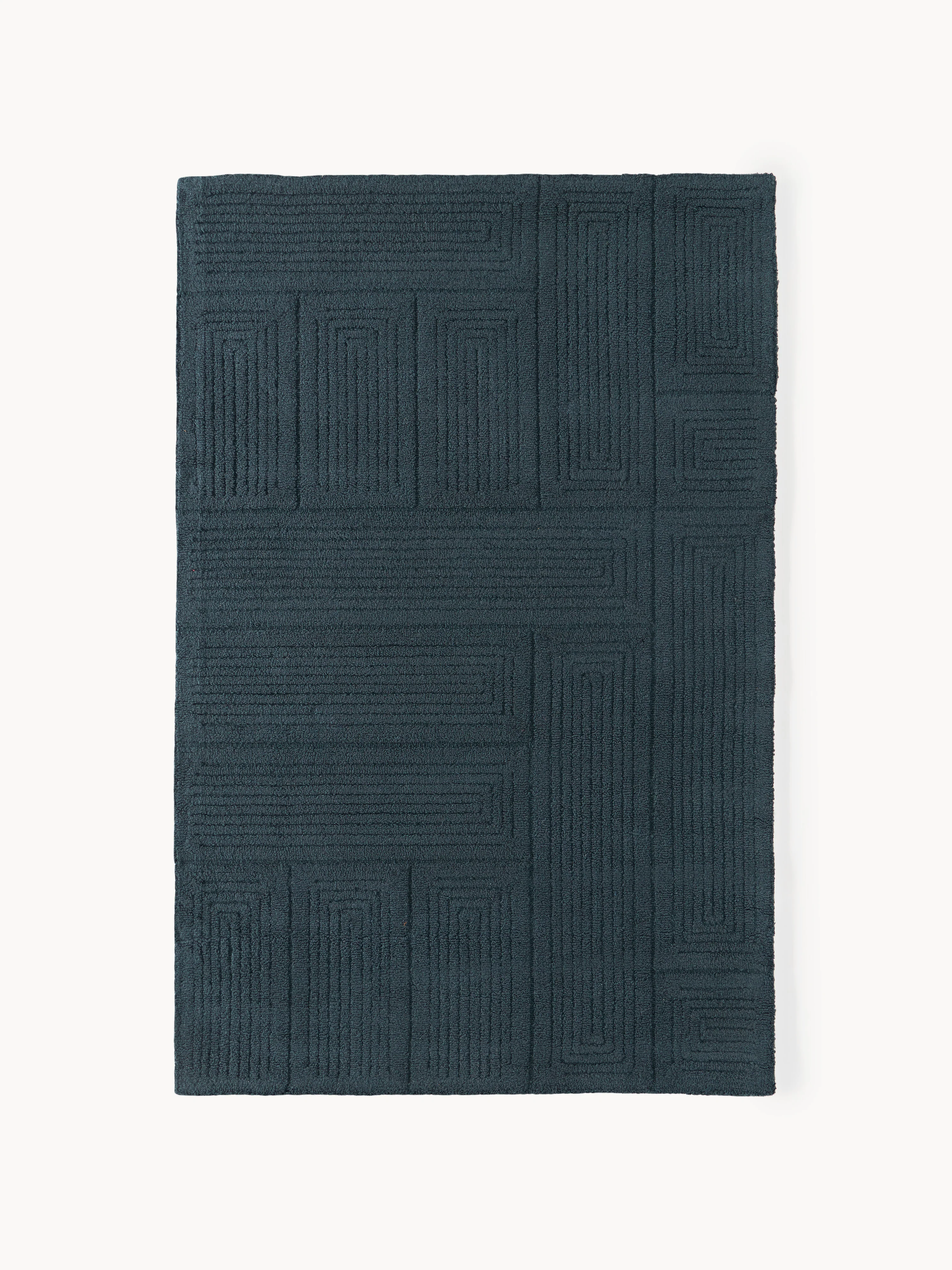Handgetufteter Wollteppich Alexia mit geometrischem Muster