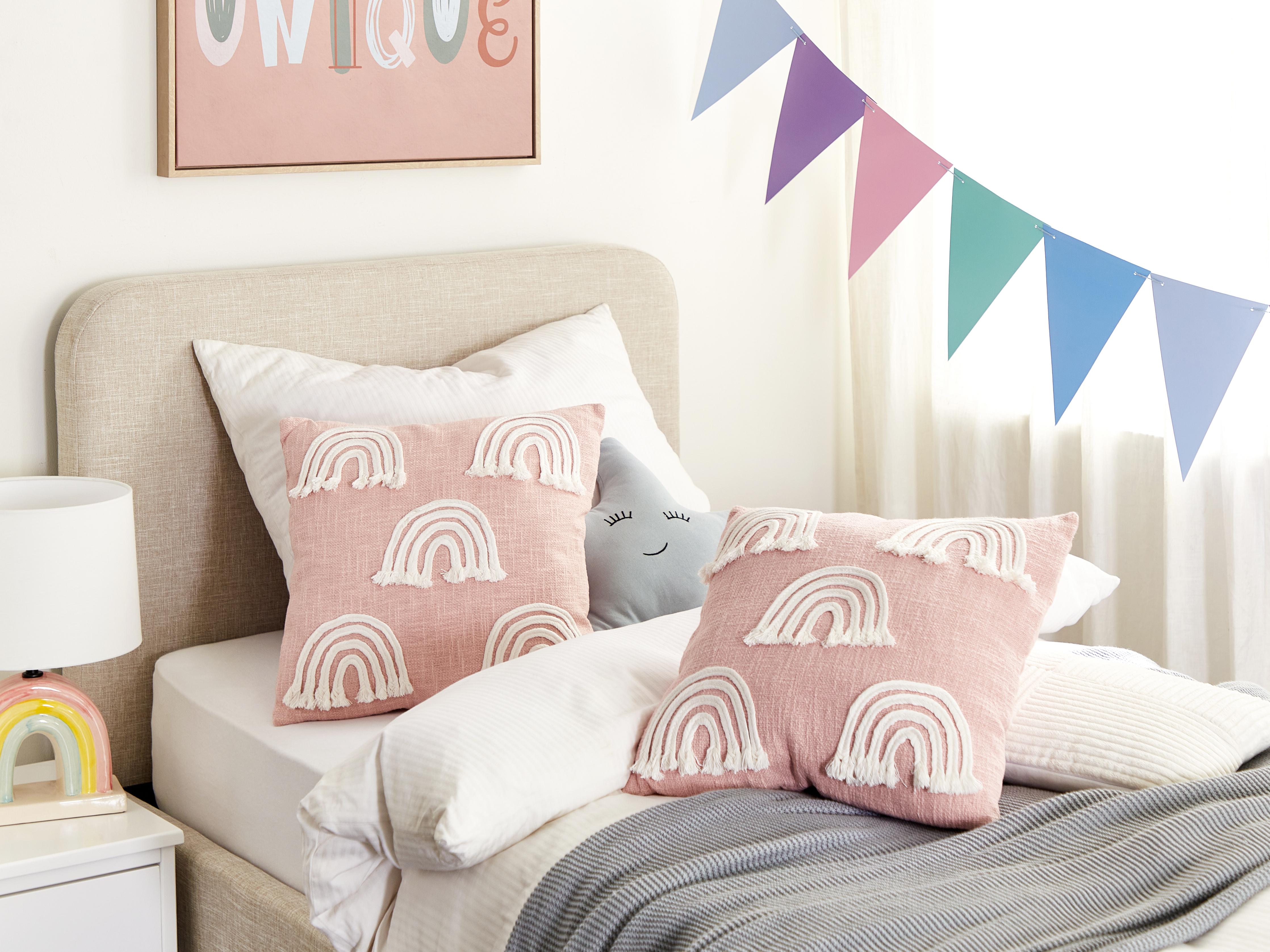 Set of 2 Decorative Cushions LEEA Cotton 45 x 45 cm Pastel Pink