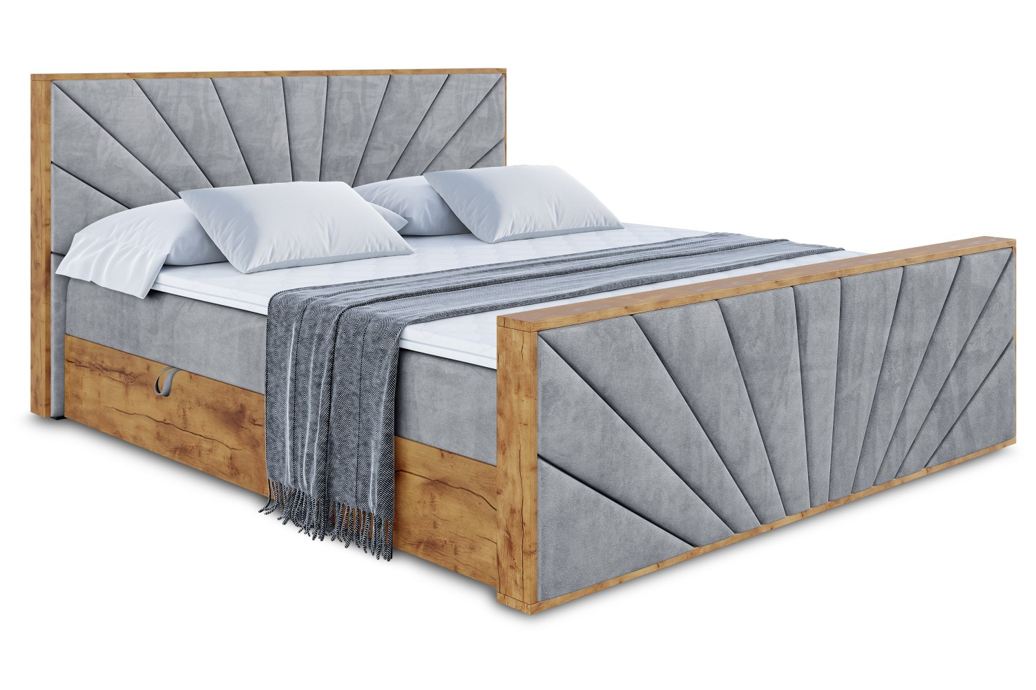 Łóżko kontynentalne z pojemnikiem i materacem H3 - LOLLI6-Z - 120x200 cm