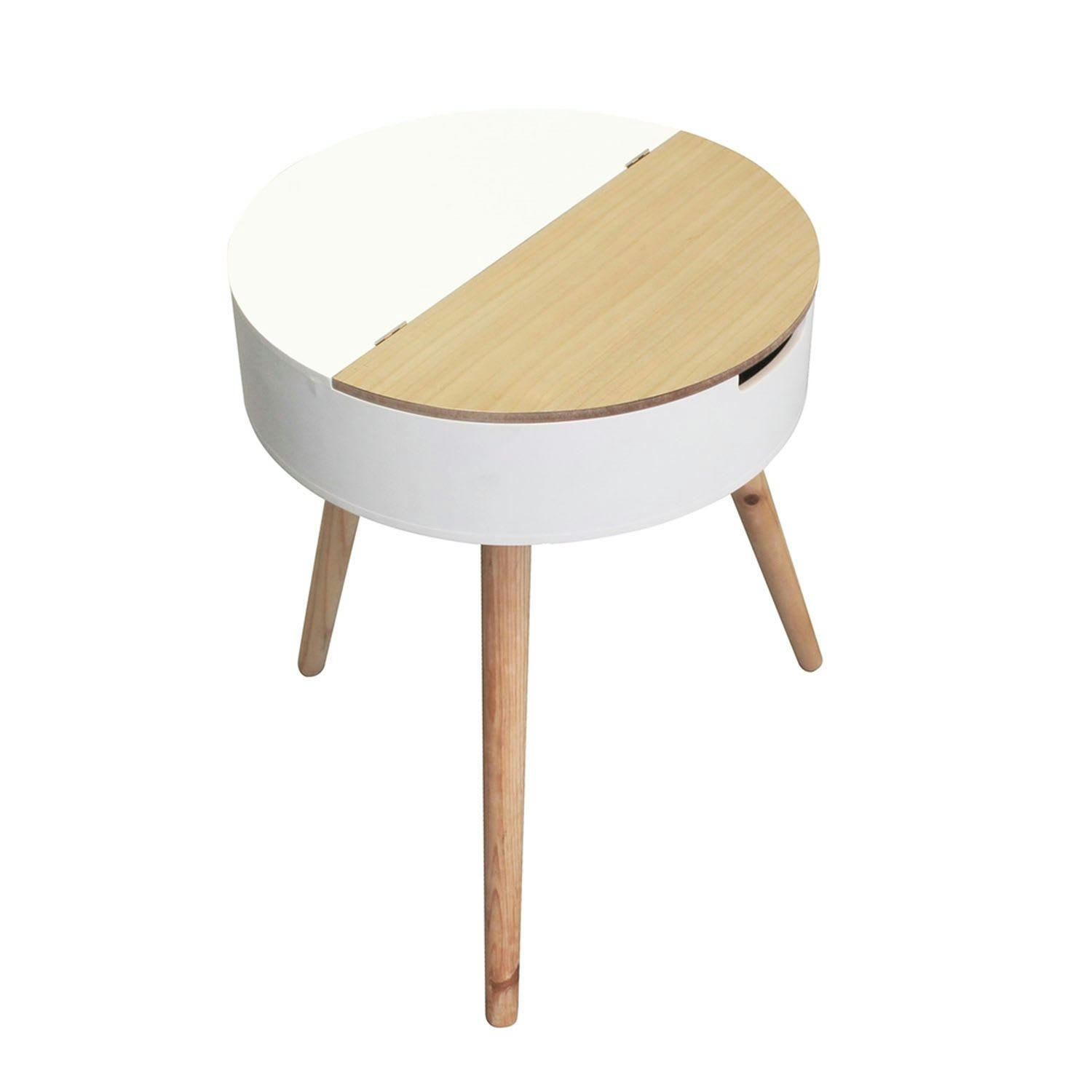 - Table à café coffre scandinave diam. 45 cm beige