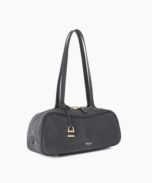 Day Grey - Suede Padlock-Detail Shoulder Bag