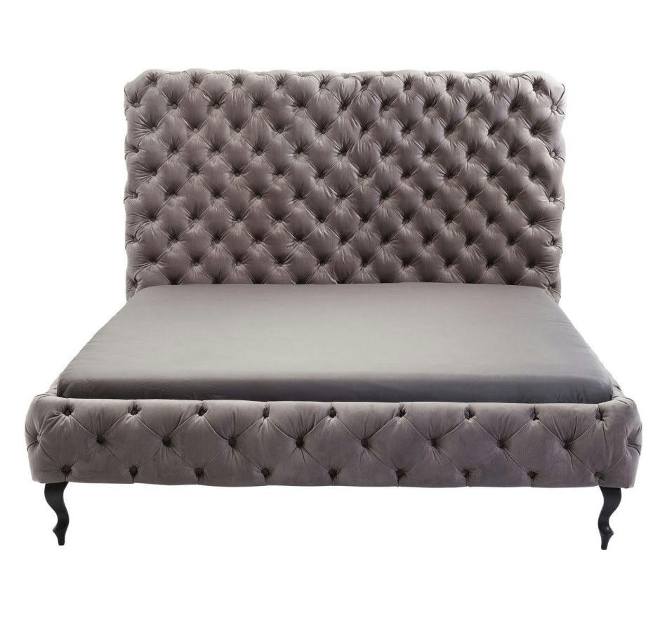 DESIRE - Lit 180x200 capitonné en velours gris