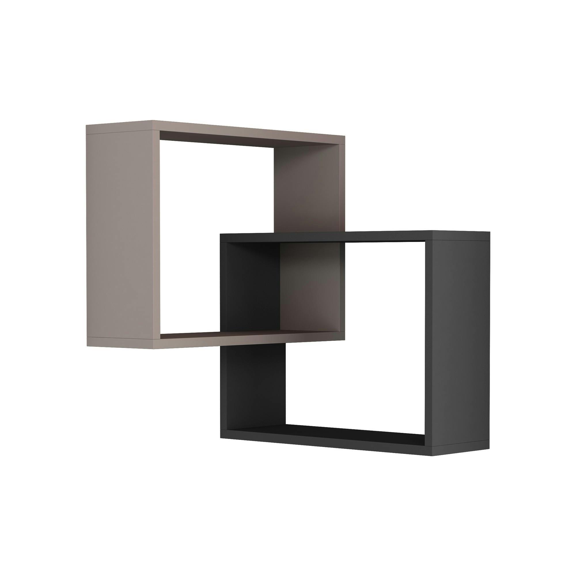 Étagère d'angle design moka & gris - 2 cubes imbriqués MARFA