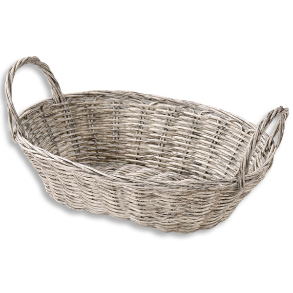 Klasyczny Owalny Koszyk na Pieczywo i Owoce Szary 28x21x13 cm