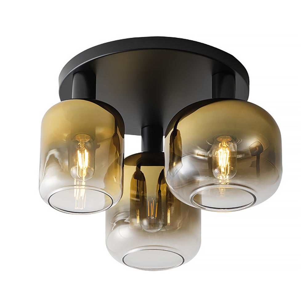 Freelight plafondlamp Vario - 3 lichts - 45 x 30  cm - zwart- goud