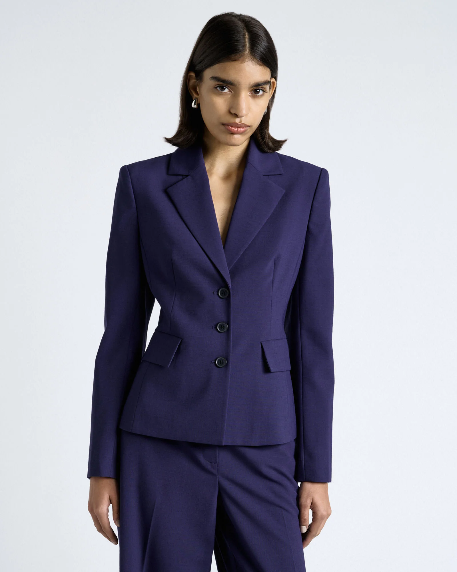 Dark Cobalt European Stretch Suiting Hourglass Blazer