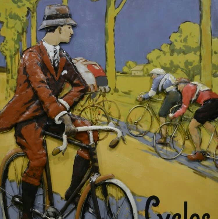 MÉTAL BRASS - Tableau relief en métal automoto 1899 120x80