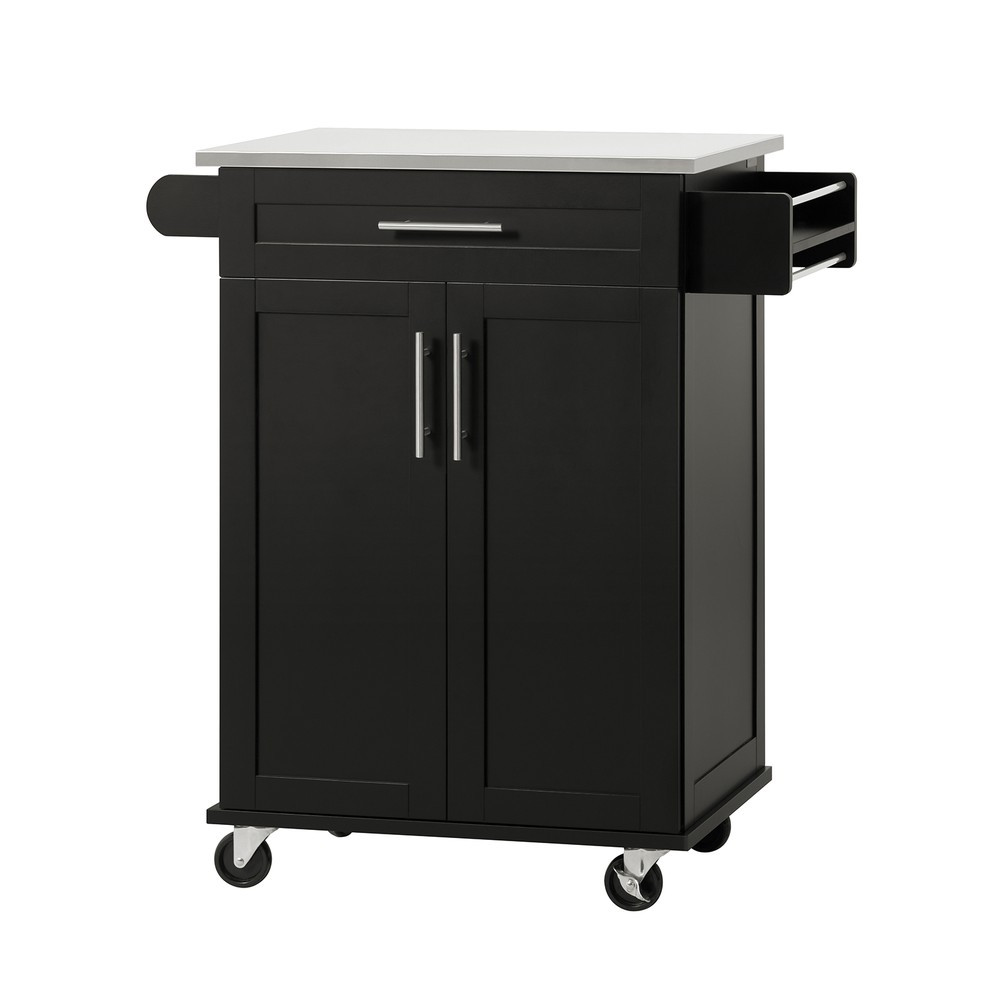 SoBuy Wózek kuchenny z szufladą Czarny 78x46x90cm Funkcjonalny FKW110-SCH