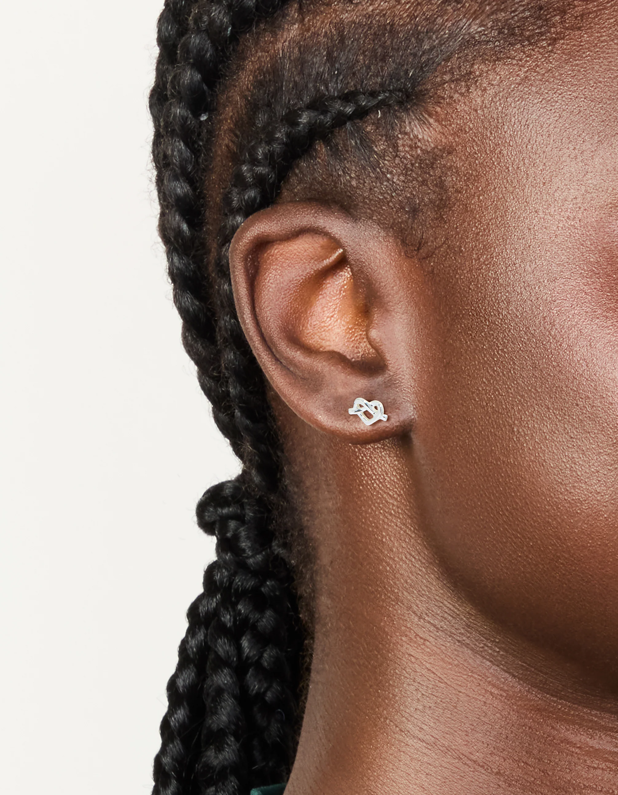 Sterling Silver Heart Knot Stud Earrings