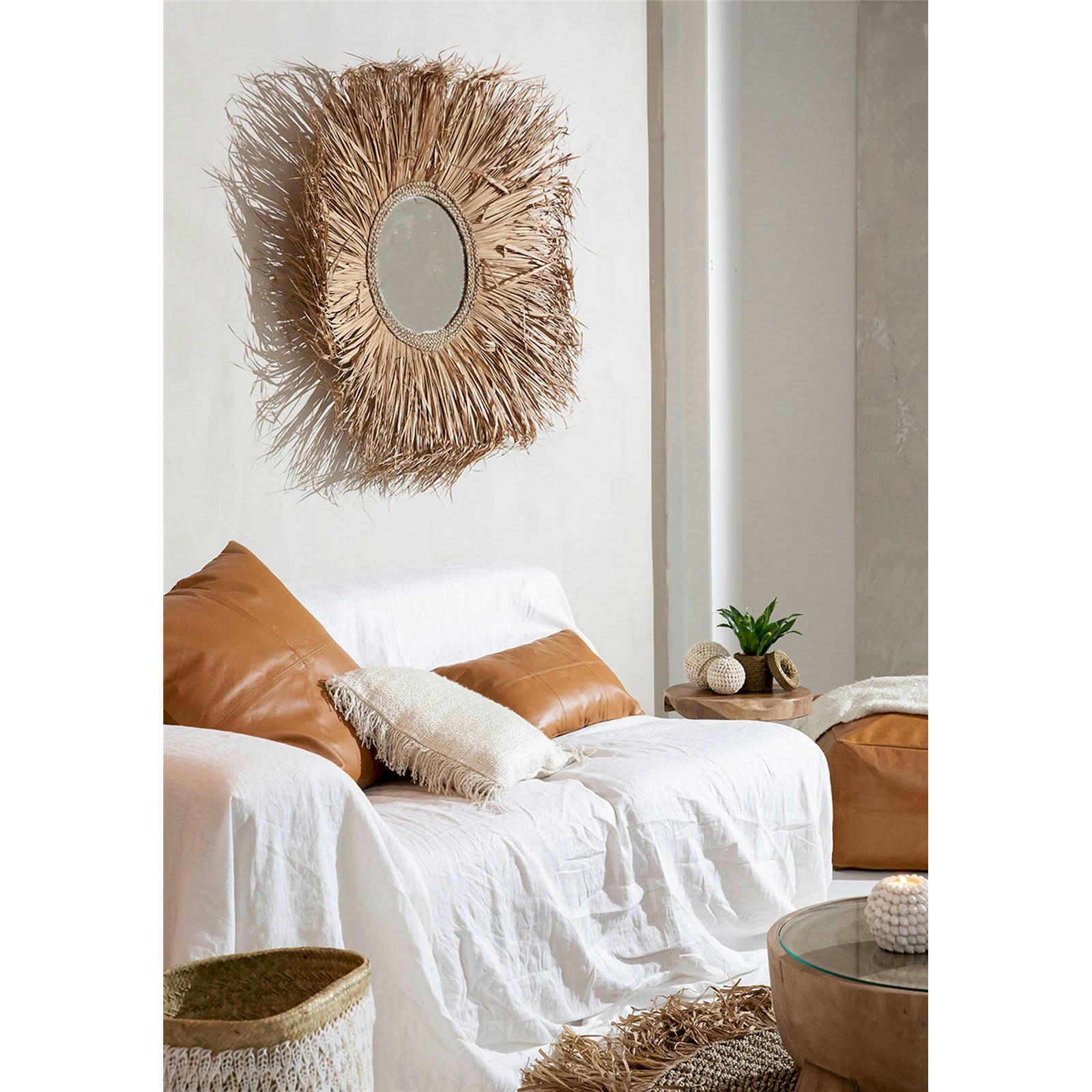 BALI BAZAR - Pouf Cuir Marron