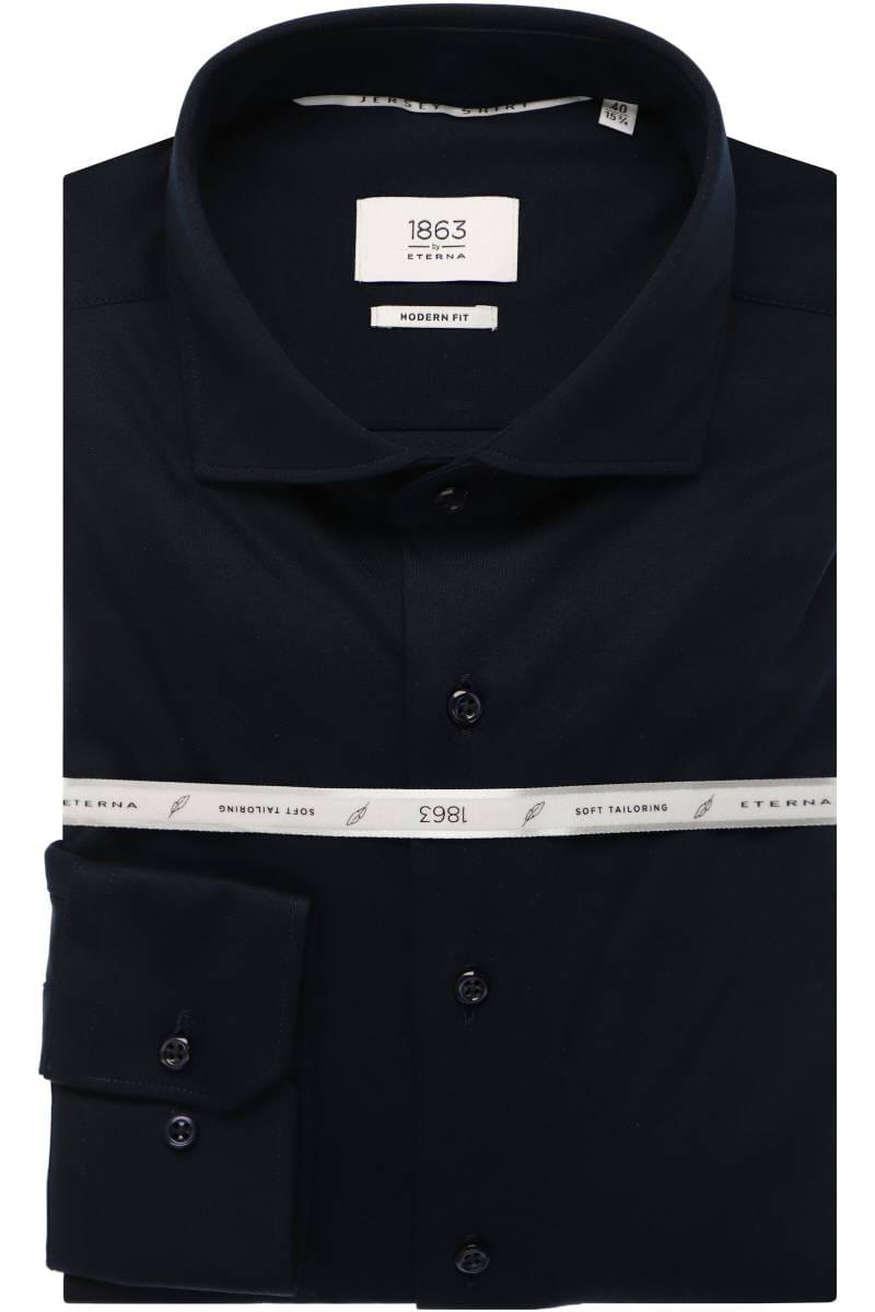 ETERNA 1863 Soft Tailoring Modern Fit Jerseyhemd dunkelblau, Einfarbig