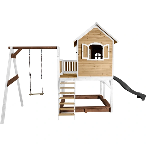 Kinderspielhaus »Liam«, BxHxT: 541 x 291 x 277 cm, Holz, braun/weiß/grau