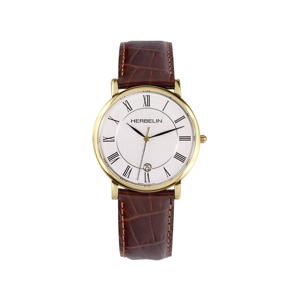 CLASSIQUE – QUARTZ – PVD OR JAUNE & CUIR BRUN