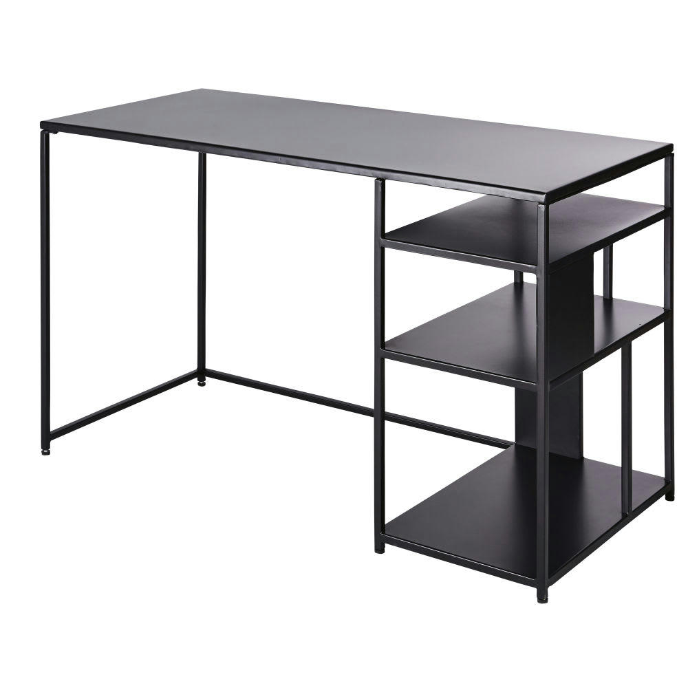 Simply - Bureau industriel en métal noir mat