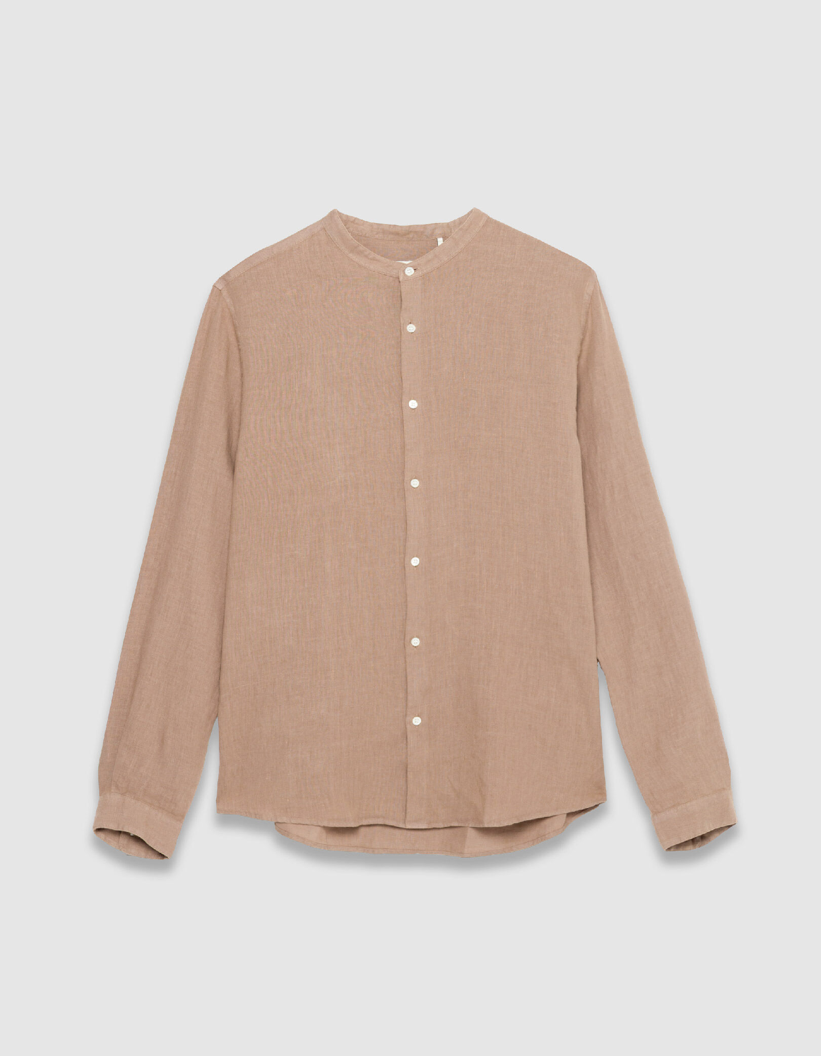 Chemise regular blanche 100% lin col Mao Homme