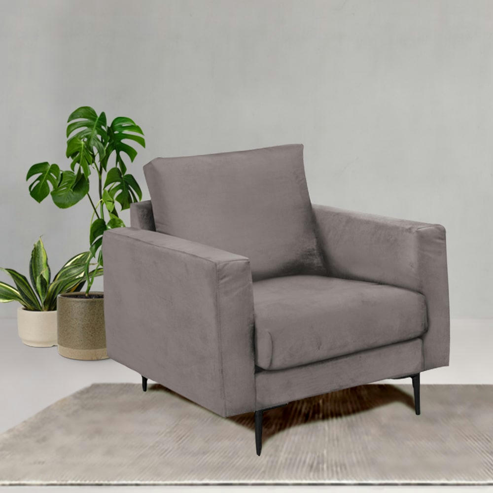 CARUSO - Fauteuil 1 place velours gris clair