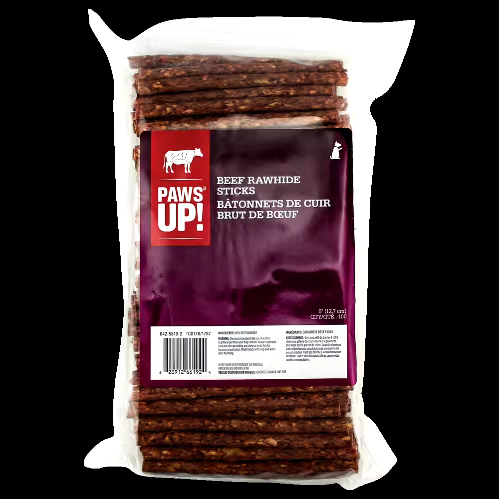 PAWS UP! Beef Rawhide Sticks Dog Treats, 100-pk, 900-g