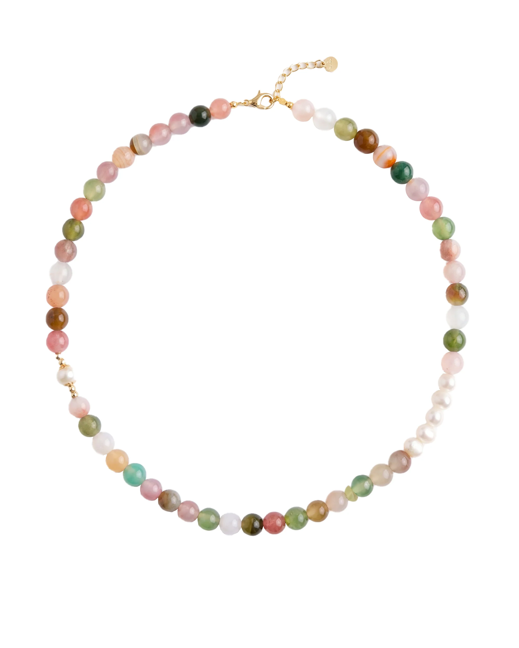 Summer — Beaded Gemstone & Pearl Choker Necklace