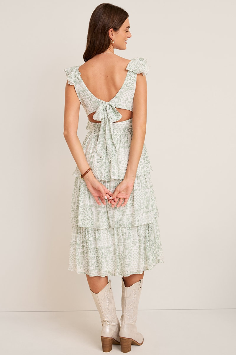 Tracey Tiered Bow Back Midi Dress