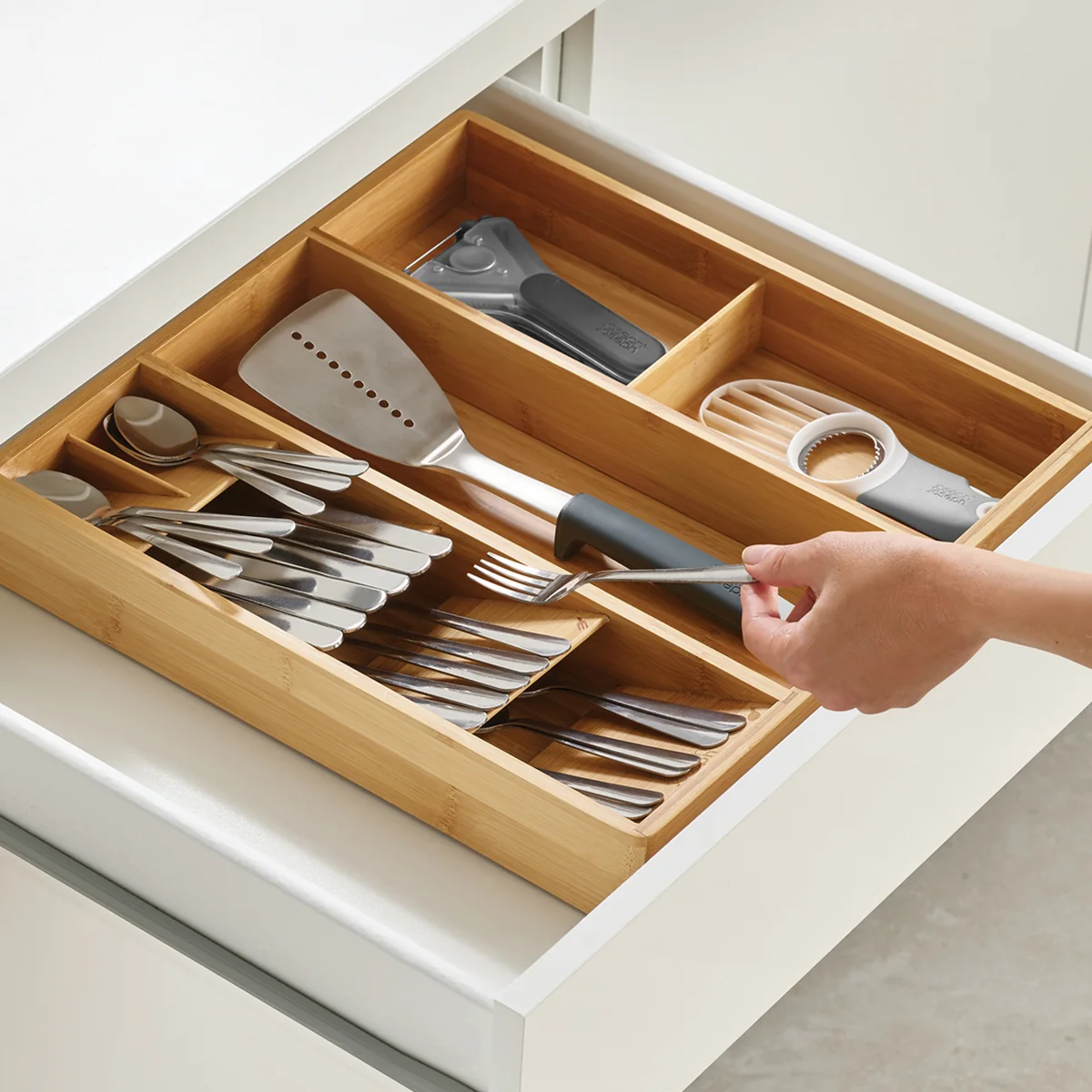 Joseph Joseph - DrawerStore Bamboo Besteck Organizer, kompakt