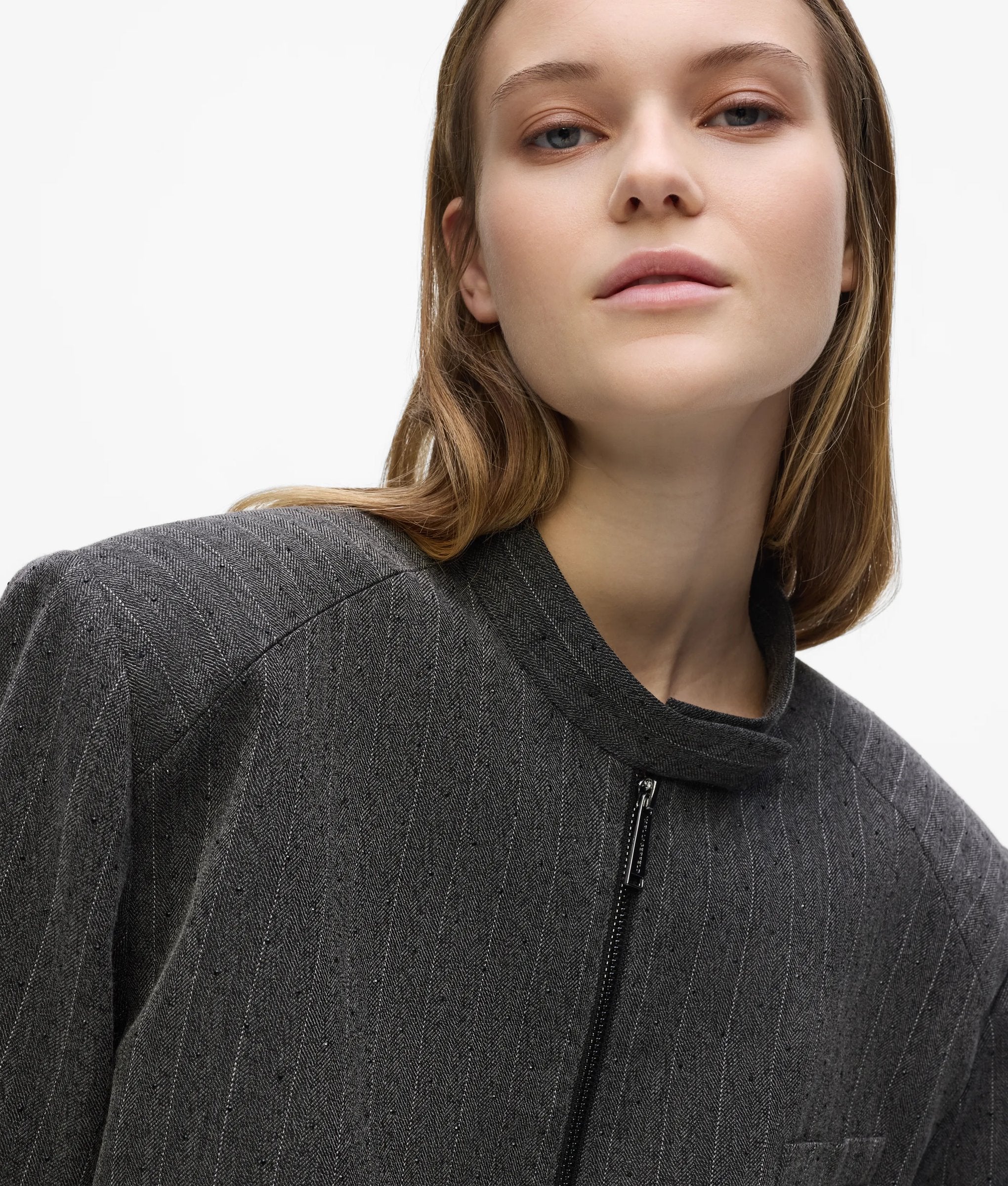 Veste bomber habillée à rayures fines