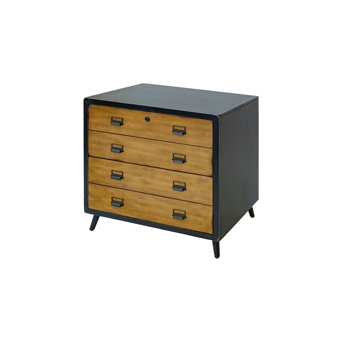 Mid-Century Wood Lateral File, Storage File Drawer, Fully Assembled, Black