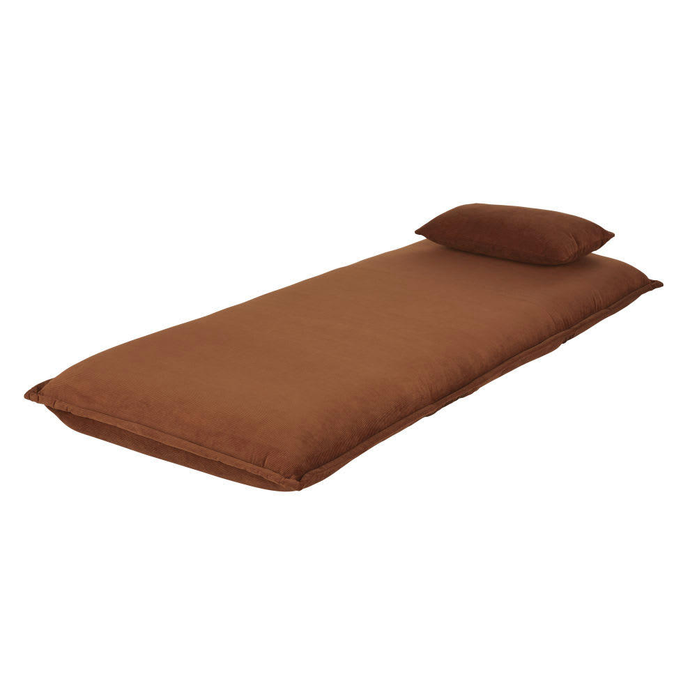 Hallen - Canapé clic-clac 1 place en velours côtelé orange écureuil