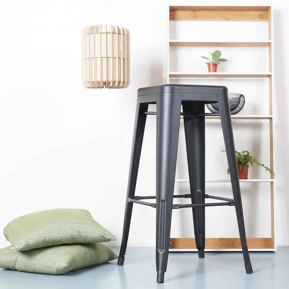 Legend Metalen barkruk mat zwart - 77 cm