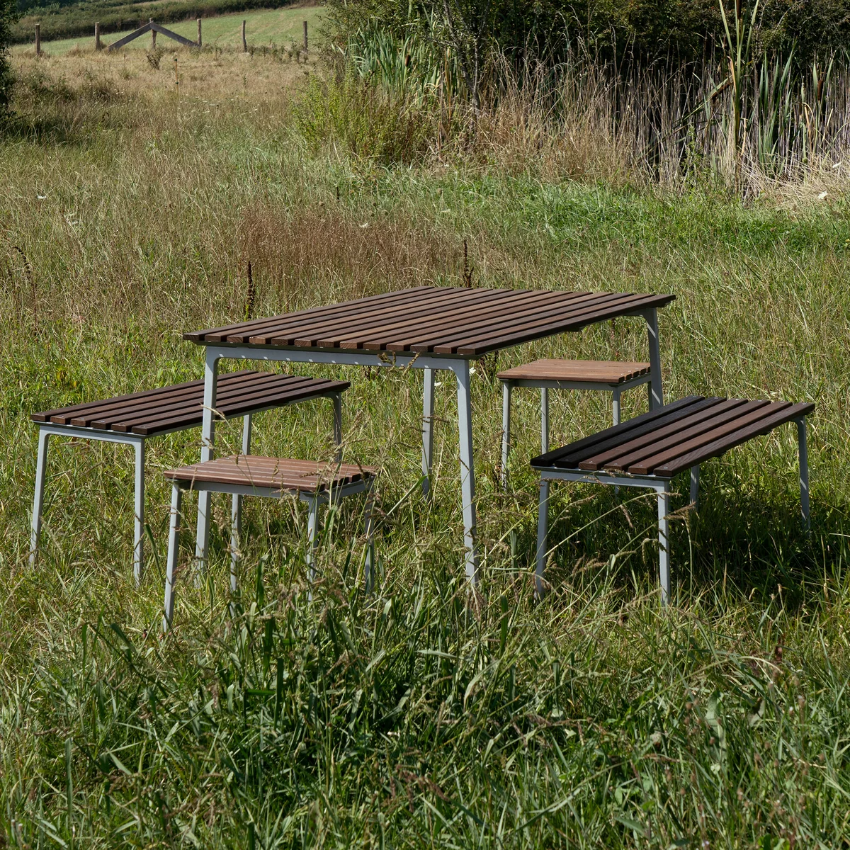 HAY - Traverse Outdoor Hocker, Aluminium / Esche geölt