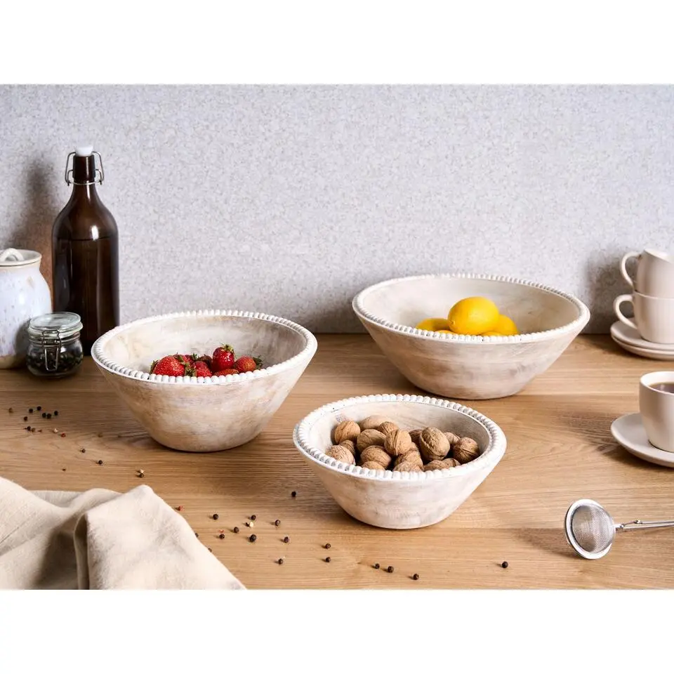 TANTA - Set van 3 schalen - Lichtbruin - Mangohout